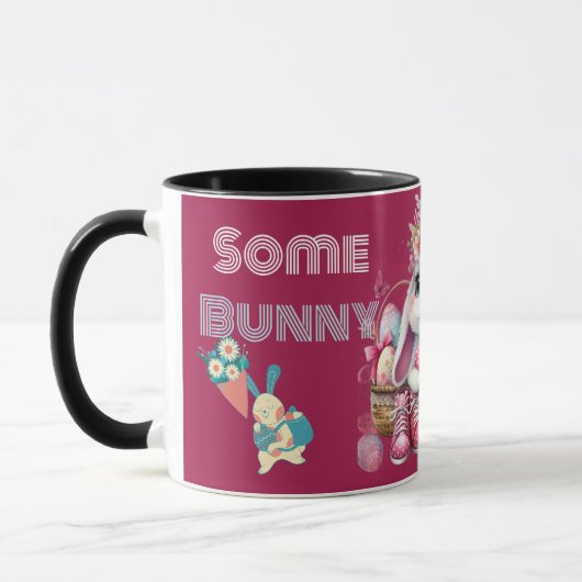 Some Bunny Loves Me Whimsical Spring Personalized マグカップ (左)