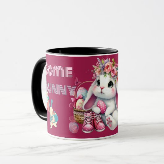 Some Bunny Loves Me Whimsical Spring Personalized  マグカップ (正面左)