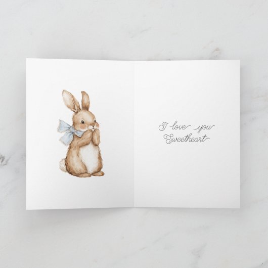 Some Bunny Loves You Blue Bow カード (内部)