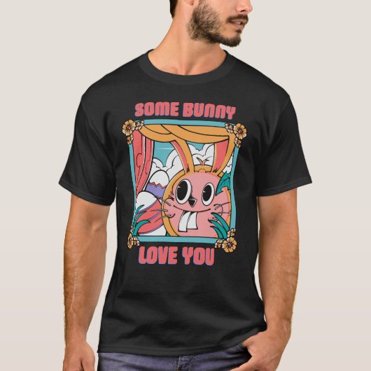 Some Bunny Loves You – Cute Easter Bunny Retro Ill Tシャツ (正面)