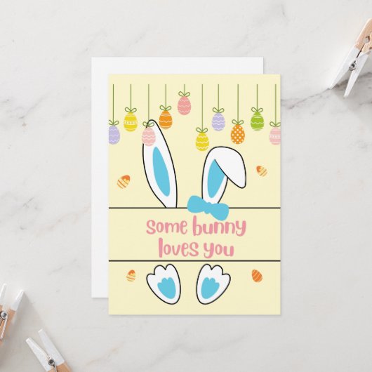 Some bunny loves you | Funny Easter Pun カード (正面/裏面インサイチュ)