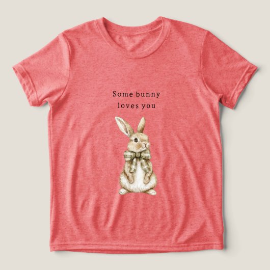 Some Bunny Loves You Green Bow Easter トライブレンドＴシャツ (デザイン正面)