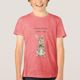 Some Bunny Loves You Green Bow Easter トライブレンドＴシャツ