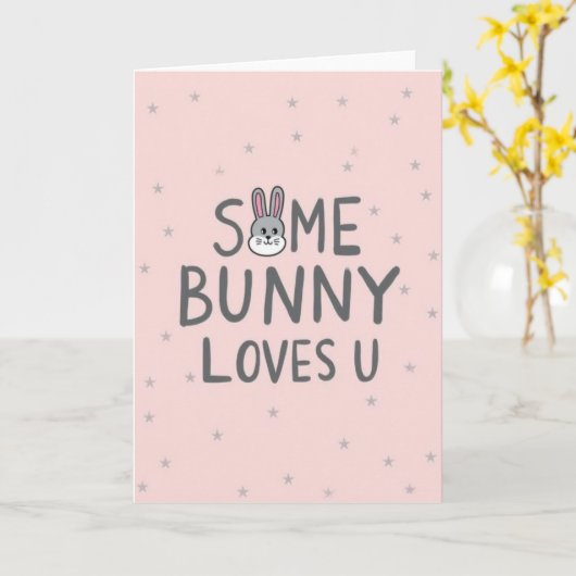 Some Bunny Loves You Greeting Card カード (黄色い花)