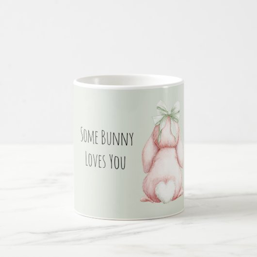 Some Bunny Loves You Mint Bow Heart Tail コーヒーマグカップ (中央)