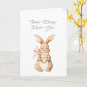 Some Bunny Loves You Pink Bow Heart Cookie カード (黄色い花)