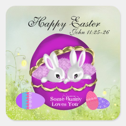 Some Bunny Loves You Sticker スクエアシール (正面)