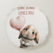 Some Bunny Loves You with Heart Balloon ラウンドクッション (裏面)