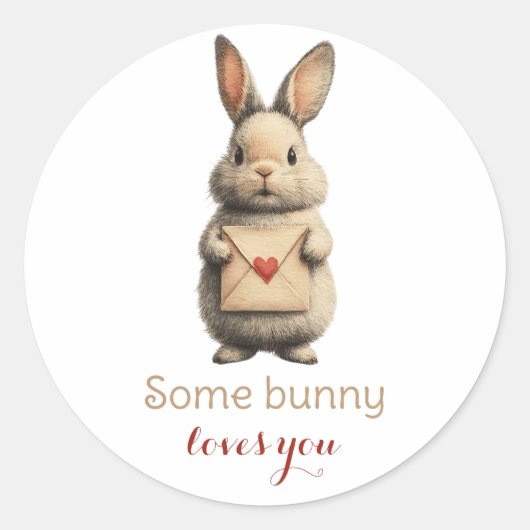 Some Bunny Loves You with Love Letter ラウンドシール (正面)