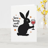 Some Bunny Needs Wine Card カード (黄色い花)