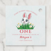 Some Bunny One Cute Rabbit Girls 1st Birthday フェイバータグ (裏面)