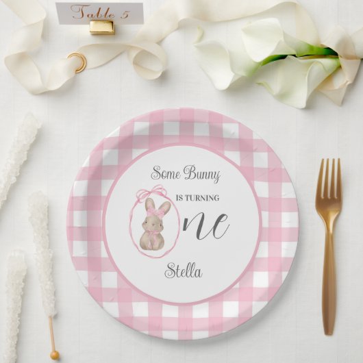 Some Bunny Paper Plate 1st Birthday Party ペーパープレート (ウェディング)