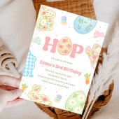 Some Bunny Pastel Floral 3rd Birthday 招待状