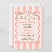 Some Bunny Pastel Pink Easter Girl 1st Birthday 招待状 (正面)