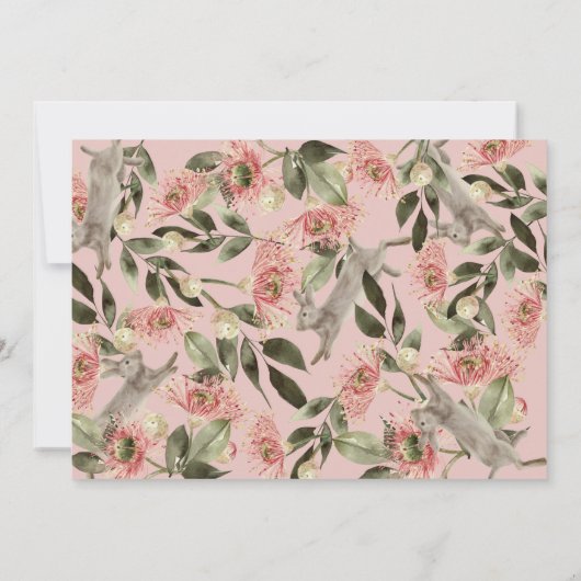 Some Bunny Pinkフローラガールフォト誕生日 招待状 (裏面)