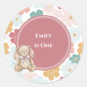 Some Bunny Sticker Bunny 1st Birthday ラウンドシール (正面)