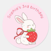 Some Bunny Strawberry Birthday ラウンドシール (正面)