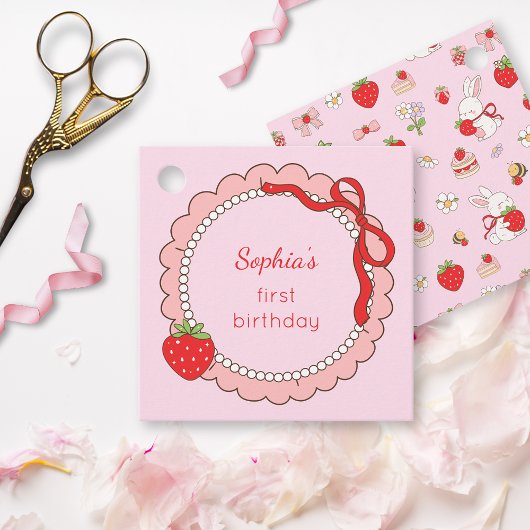Some Bunny Strawberry Birthday Pink フェイバータグ