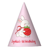 Some Bunny Strawberry Pink Birthday パーティーハット (正面)
