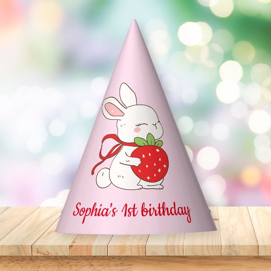 Some Bunny Strawberry Pink Birthday パーティーハット
