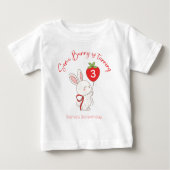 Some Bunny Strawberry Pink Birthday Photo ベビーTシャツ (正面)