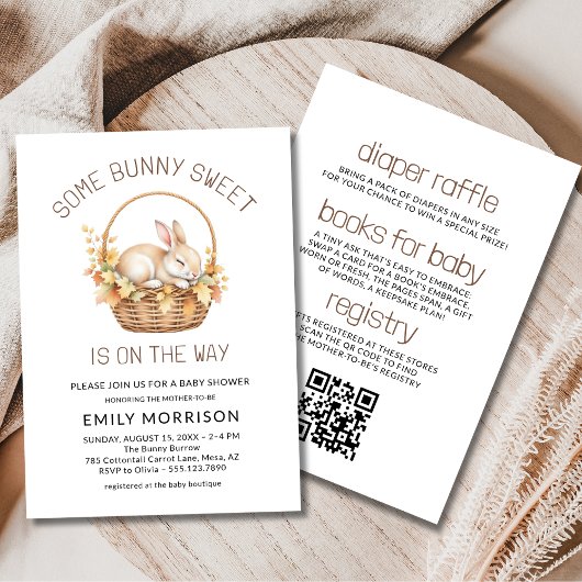Some Bunny Sweet Gender Neutral Fall Baby Shower 招待状
