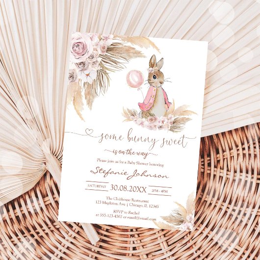 Some Bunny Sweet Pampass Baby Shower Invitation 招待状
