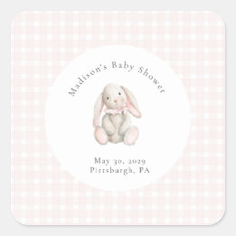Some Bunny Sweet Pink Baby Shower  スクエアシール
