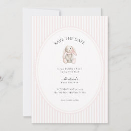 Some Bunny Sweet Pink Baby Shower Save the Date  招待状