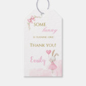 Some Bunny Thank You 1st Birthday Girl Pink Bow ギフトタグ (正面)