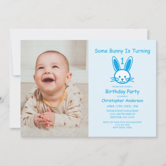 Some Bunny Turning One：最初の誕生日 招待状 (正面)