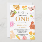 Some Bunny Turning One Bunny 1st Birthdayパーティー 招待状 (正面)