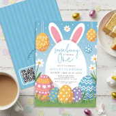 Some Bunny Turning One Easter 1st Birthday QR code 招待状
