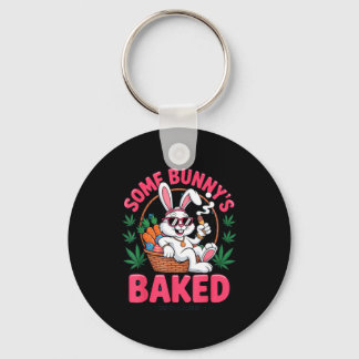 Some Bunnys Baked Easter 2025 Chill Funny Stoner T キーホルダー