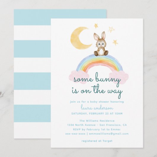 Some Bunny's On The Way Gender Neutral Baby Shower 招待状 (正面/裏面)