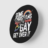  Some Christians Are Gay Get Over It ラウンド壁時計 (傾斜)