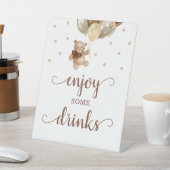 Some Drinksテ楽しむディベアブラウン金ゴールドバー 台座サイン (インサイチュ)