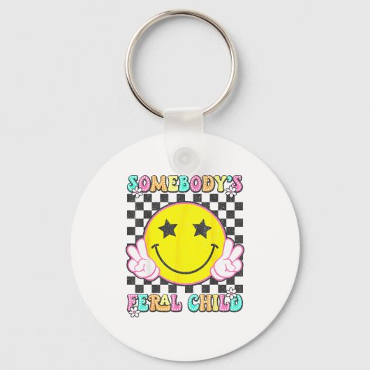 Somebody's Feral Child Toddler Girl And Boy Funny  キーホルダー (正面)