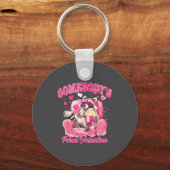 Somebody's Feral Valentine Cute Raccoon Xoxo Valen キーホルダー (正面)