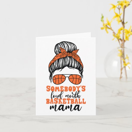 Somebody's Loud Mouth Sketll Mama Messy Bun Mom Fu カード (黄色い花)