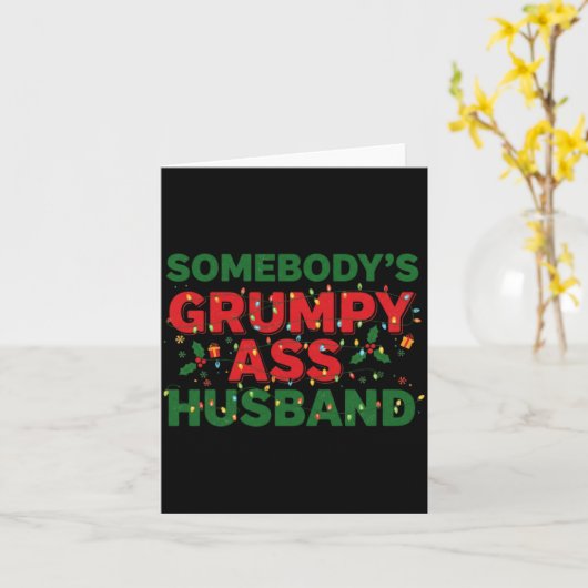 Somebody's Mpy Husband Christmas Shirt _ Funny Xma カード (黄色い花)