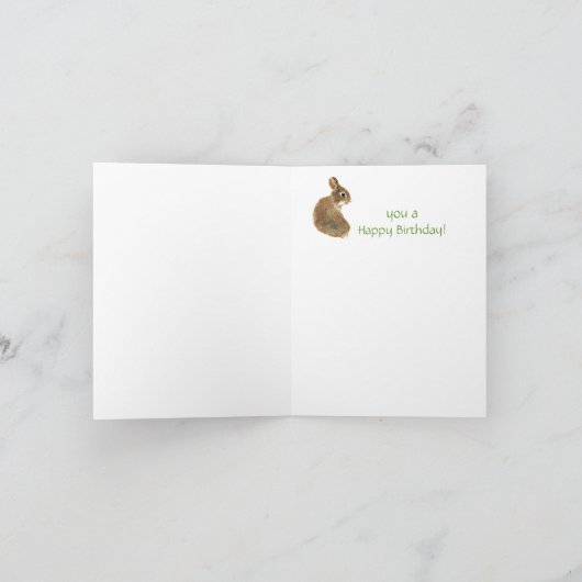 Somebunnyの誕生日の願い、かわいいウサギ、バニー カード (内部)