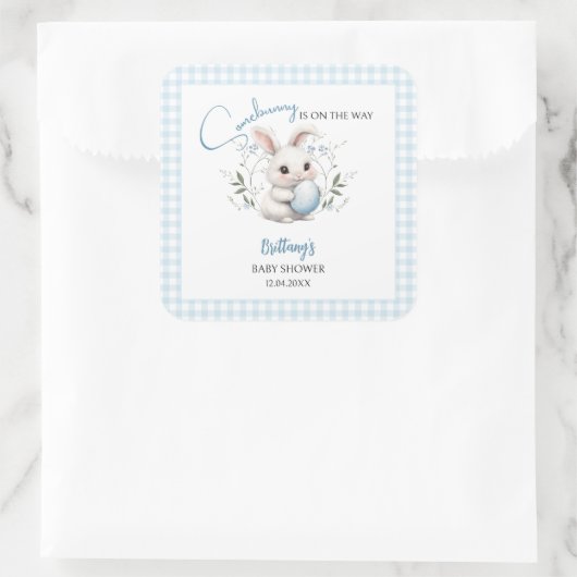 SomebunnyはBoy Easter Baby Showerの途中にある スクエアシール (バッグ)