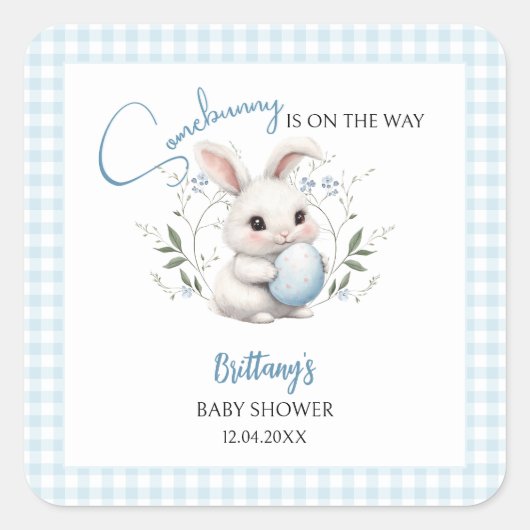 SomebunnyはBoy Easter Baby Showerの途中にある スクエアシール (正面)