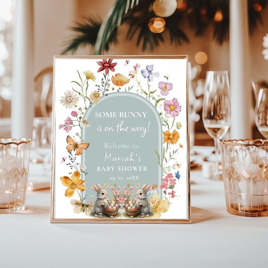SomeBunnyイースターワイルドフラワーベビーシャワーへようこそ ポスター