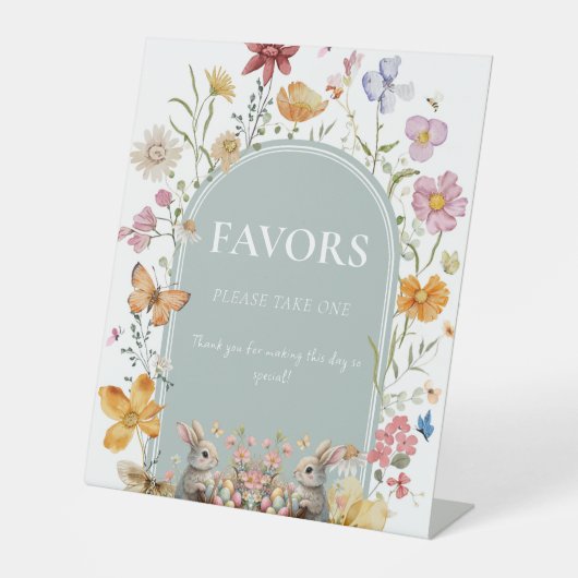 SomeBunnyイースターワイルドフラワーベビーシャワーへようこそ 台座サイン (正面)