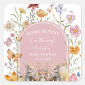SomeBunnyイースターワイルドフラワーベビーシャワー スクエアシール (正面)