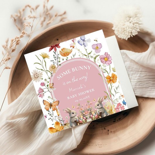 SomeBunnyイースターワイルドフラワーベビーシャワー スタンダードカクテルナプキン