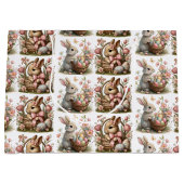 SomeBunnyイースターワイルドフラワーベビーシャワー ラージペーパーバッグ (正面)