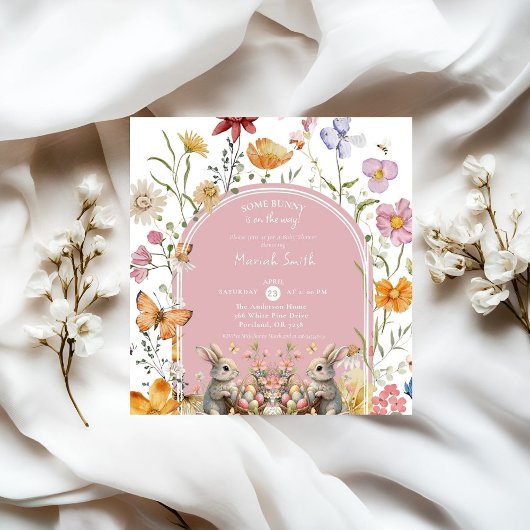 SomeBunnyイースターワイルドフラワーベビーシャワー 招待状